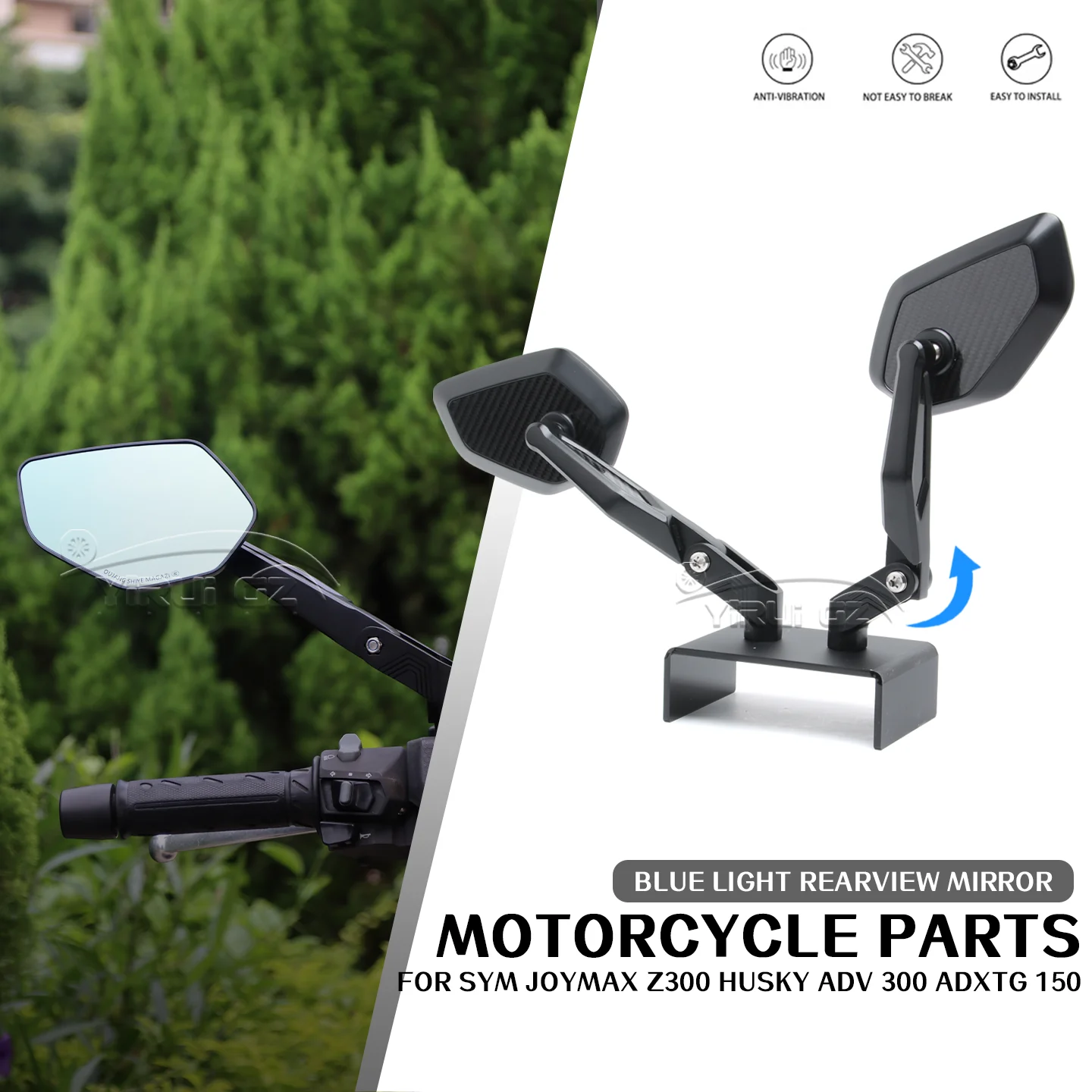 

Motorcycle rearview mirror FOR SYM Joymax z300 Husky ADV300 adxtg150 Foldable mirrors rod anti-glare mirror Rearview Side Mirror