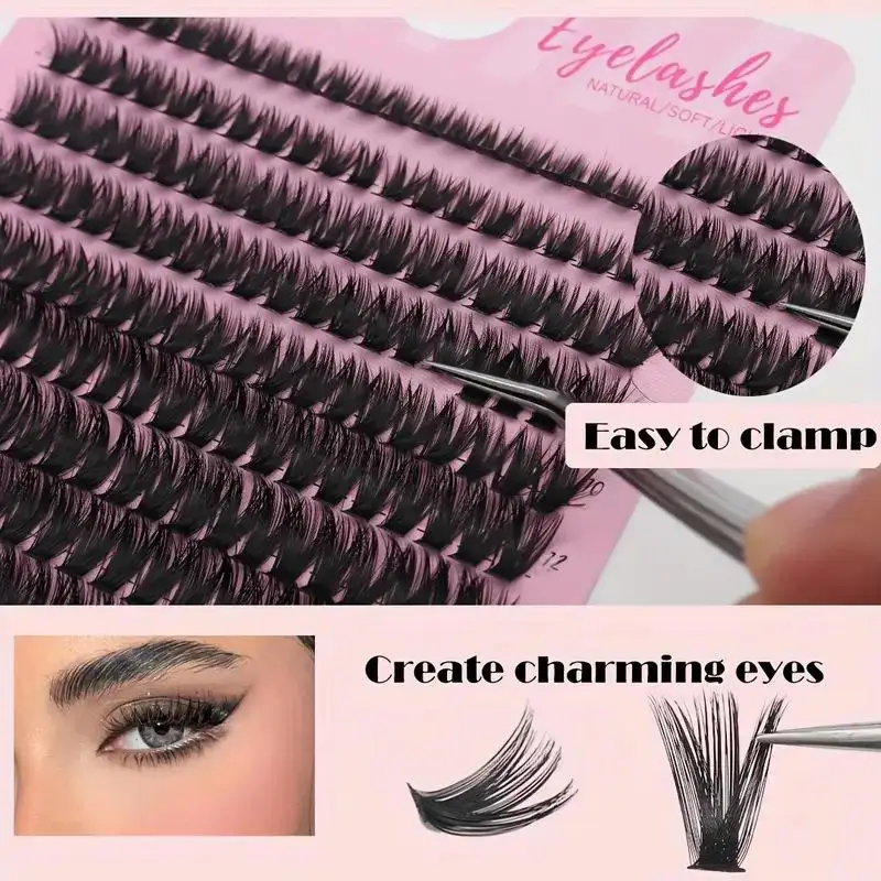 Dicke und gekräuselte Wimpern, 40D-Hotmelt-DIY-falsche Wimpern, einzelne Cluster, segmentierte, dicke, lockige Wimpern mit großer Kapazität