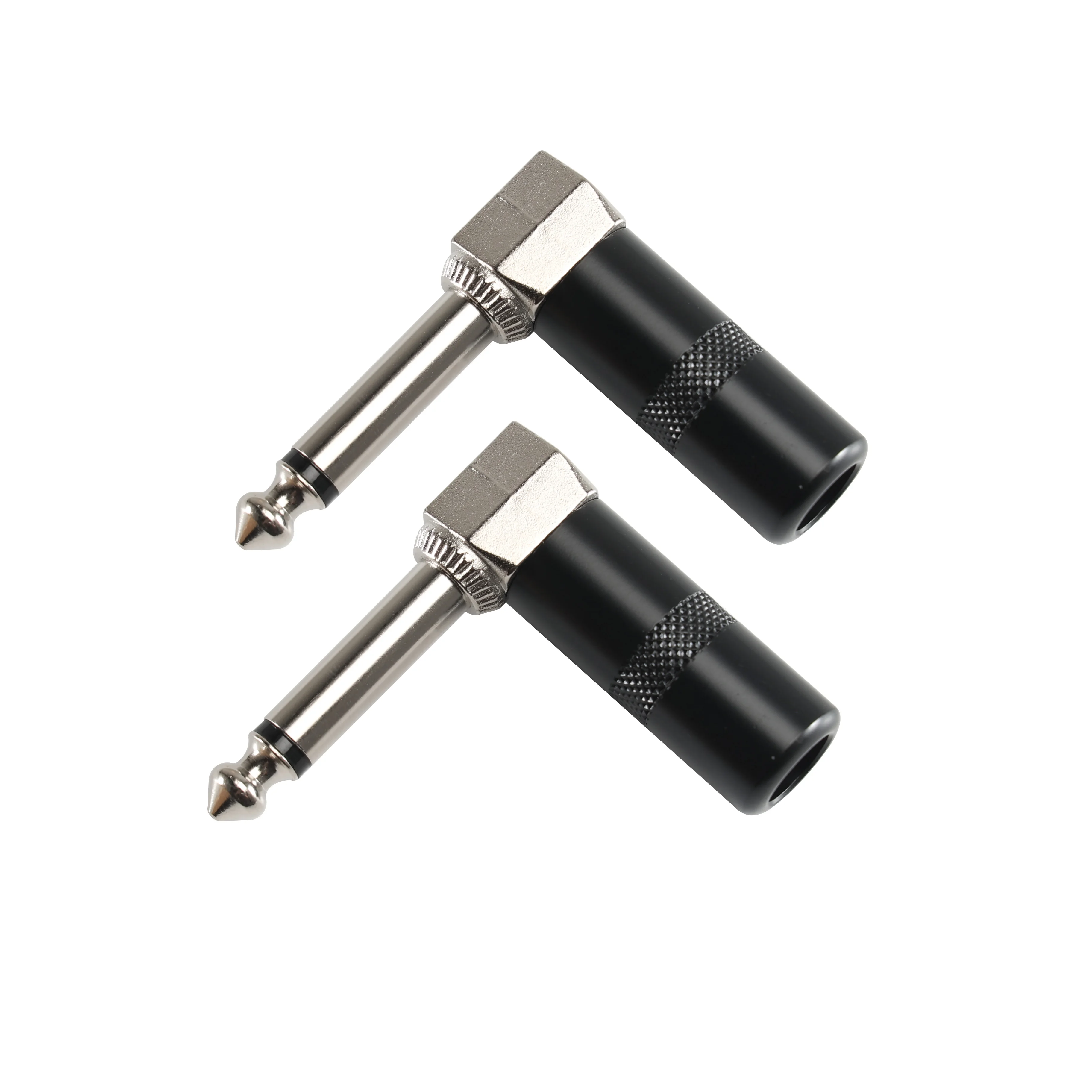 Pro C 90 Degree Right Angle Mono TRS Audio 6.35mm Nickel-plated Shell Gold Nickel Plug Connector Adaptor For Guitar Patch Cable