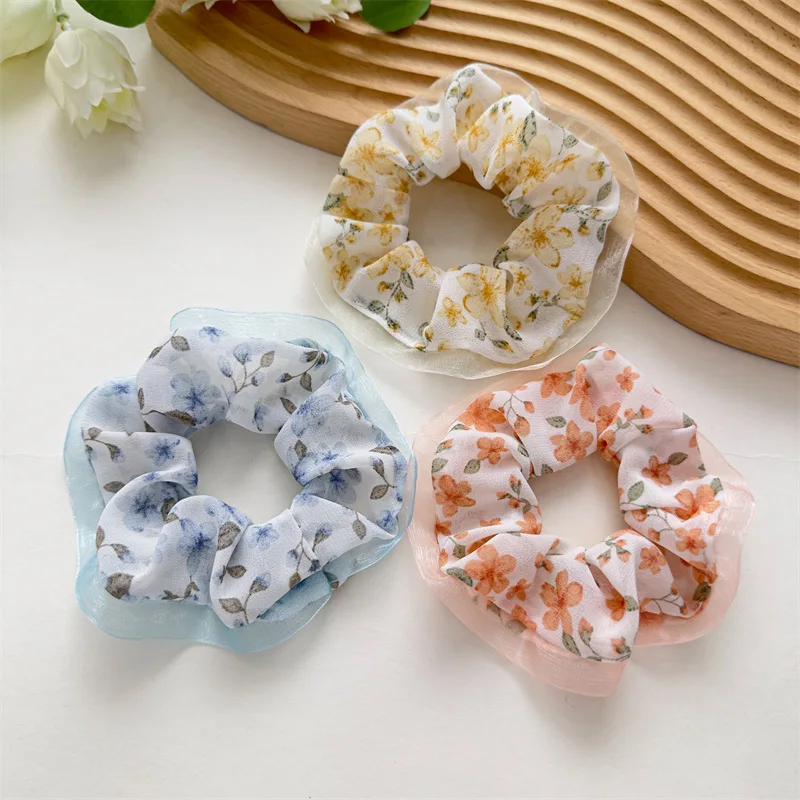 Girl Hair Accessories Women Ladies Hair Tie Striped Girl Fashion Floral Design Scrunchies Ponytail Hair Female Holder Rope