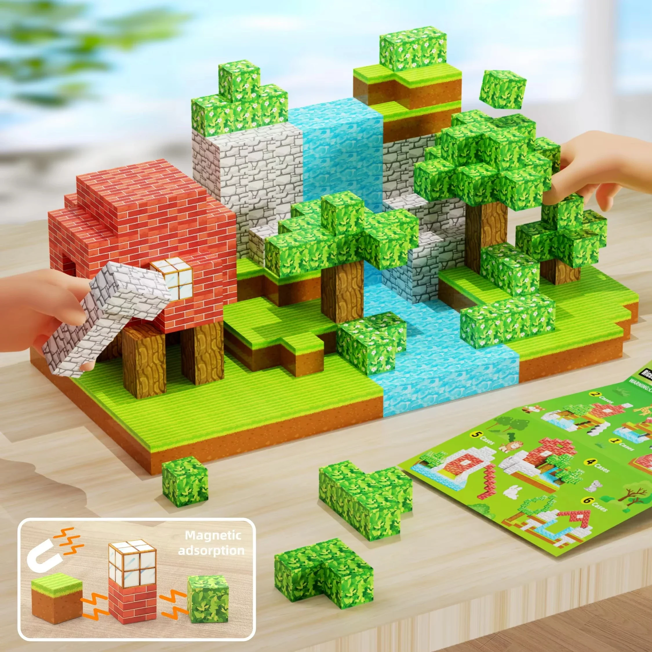 Kreatywne magnetyczne klocki konstrukcyjne DIY model 48-192 elementów prezent świąteczny dla chłopców i dziewczynek zabawki edukacyjne STEM dla dzieci powyżej 3 lat