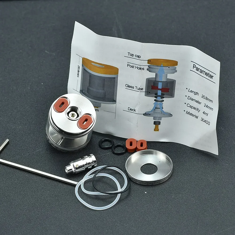 Wolfcoolvape 510 Vape Siphon Tank Adapter for 18mm 22mm 24mm BF RDA RTA Atomizer 316 Stainless Steel 4ml 24mm Vape Mod