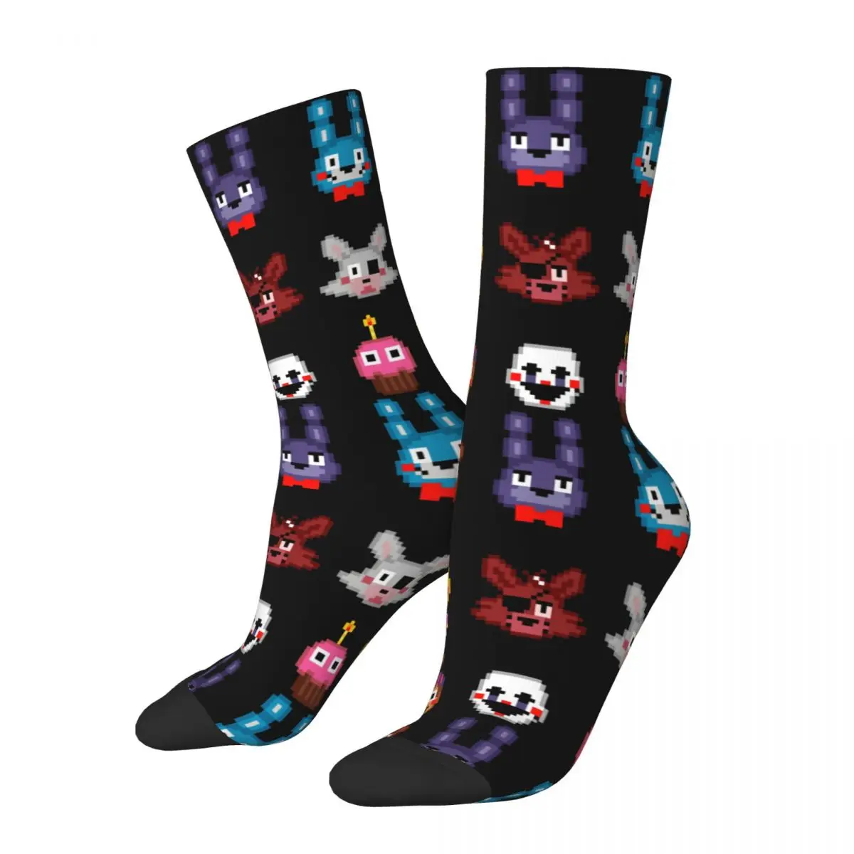 

Hip Hop Vintage Pixel Design Classic Crazy Men's compression Socks Unisex FNAF Street Style Pattern Printed Funny Novelty Happy