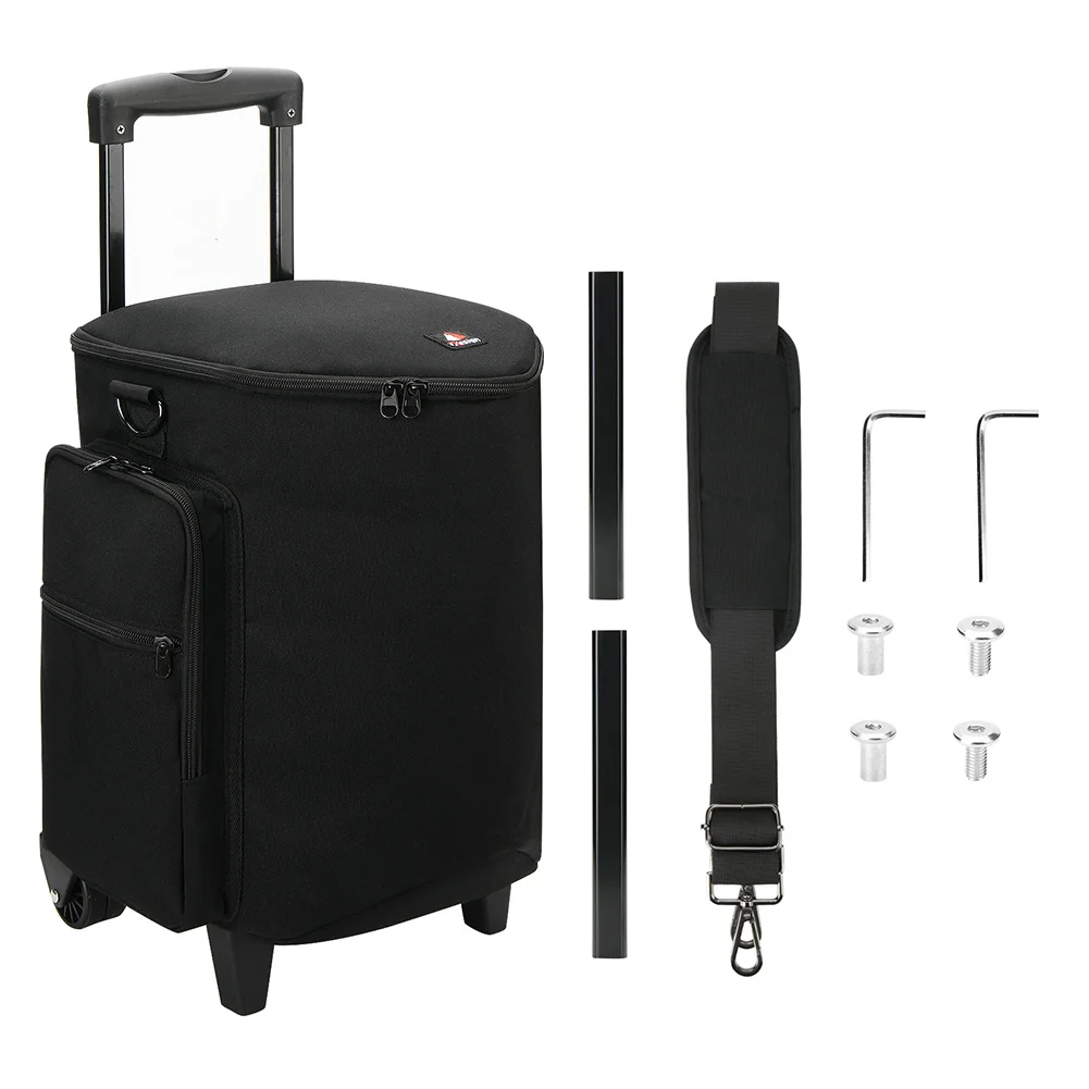 Rolling Speaker Bag with Retractable Handle Travel Bag Multi-pocket Storage Bag for Bose S1 Pro / S1 Pro+ Portable BT Speaker
