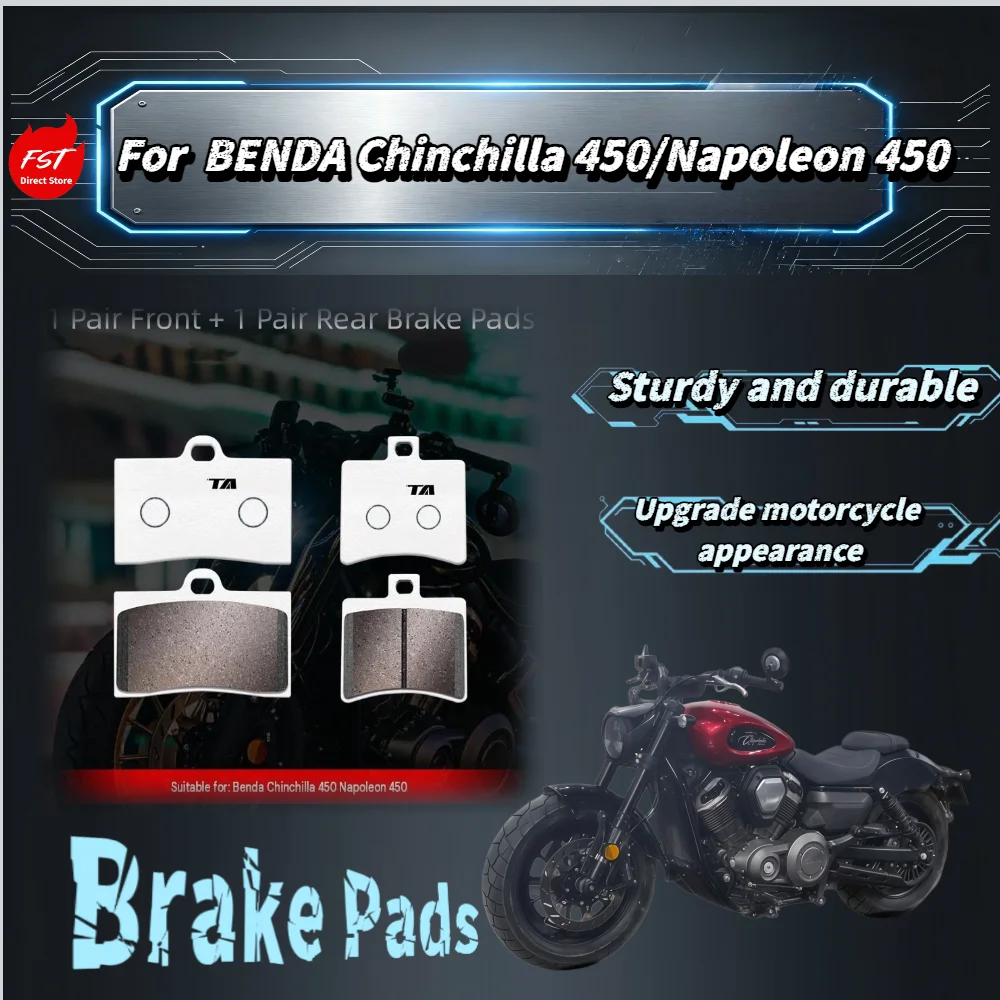 For BENDA Chinchilla 450 Napoleon 450 Carbon‑Copper Based Brake Pads Stable Friction High‑Temp Resistant Mod Accessories
