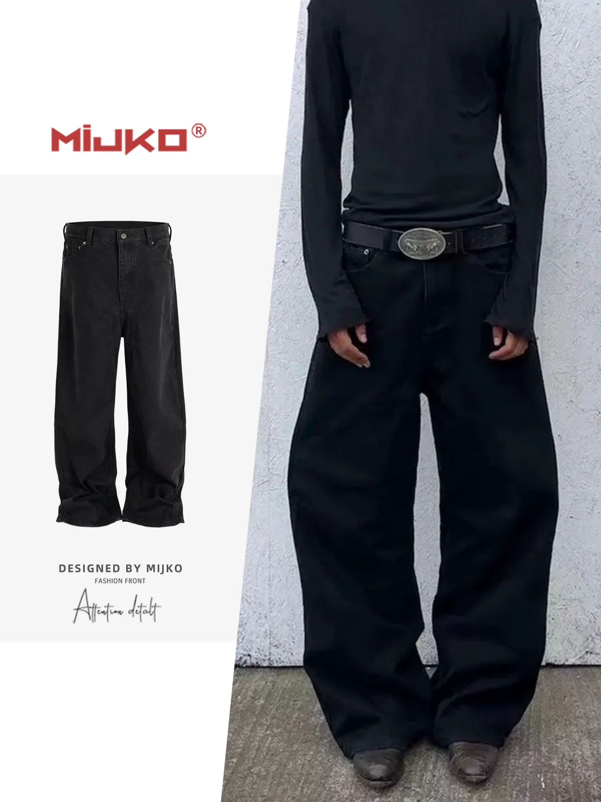

MIJKO Streetwear Black Vintage Baggy Jeans
