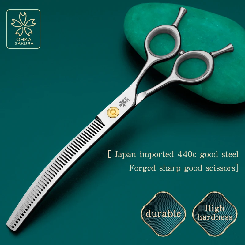 Refined curved teeth scissors pet grooming thinning scissors7.0 7.25 inch dog trimming shears pet styling tools