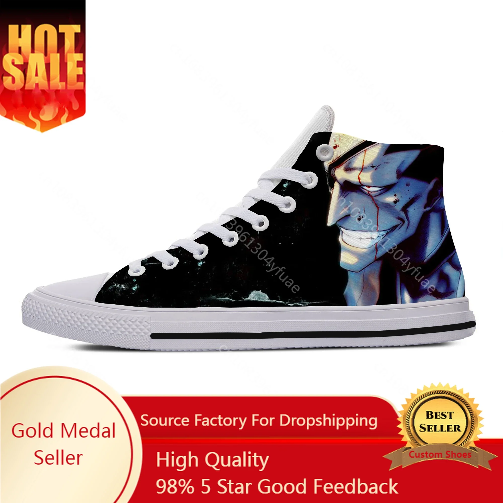 

Hot Fashion Cool Summer Woman Man Kenpachi Zaraki Lightweight Sneakers Casual Latest Board Shoes Classic High Help Canvas Shoes