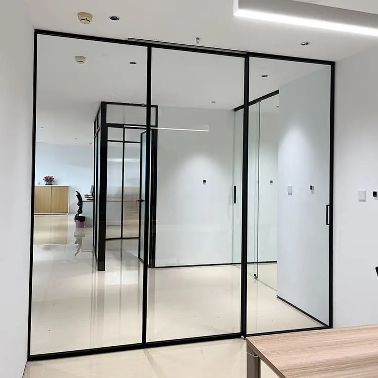 Narrow Aluminum Frame Indoor Soundproof Glass Door Affordable and Practical Sliding Doors Good Lighting Manual Sliding Doors