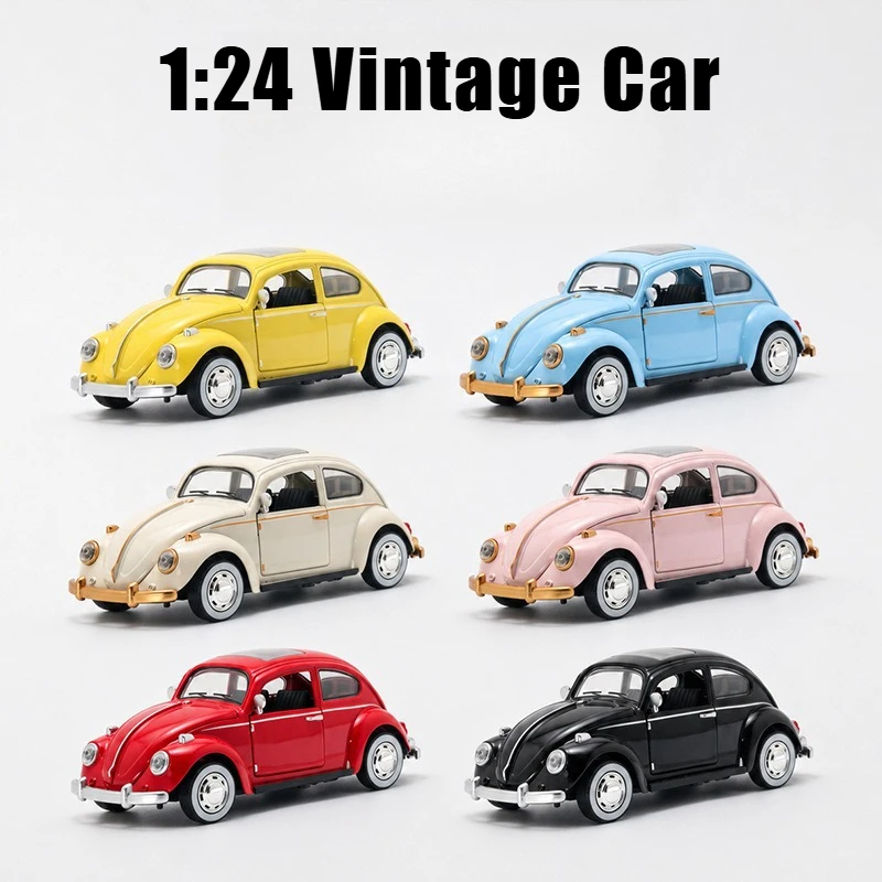 

1:24 Beetle Classic Retro Vintage Car Diecast Metal Alloy Model car Sound Light Vehicle Hobbies Collection Toy Gifts