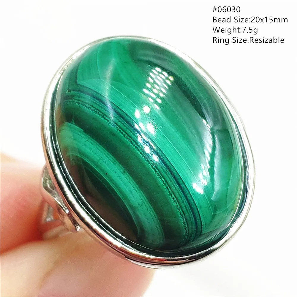 

Natural Green Malachite Chrysocolla Adjustable Ring Jewelry Bead For Woman Men Oval Fashion Stone AAAAAA