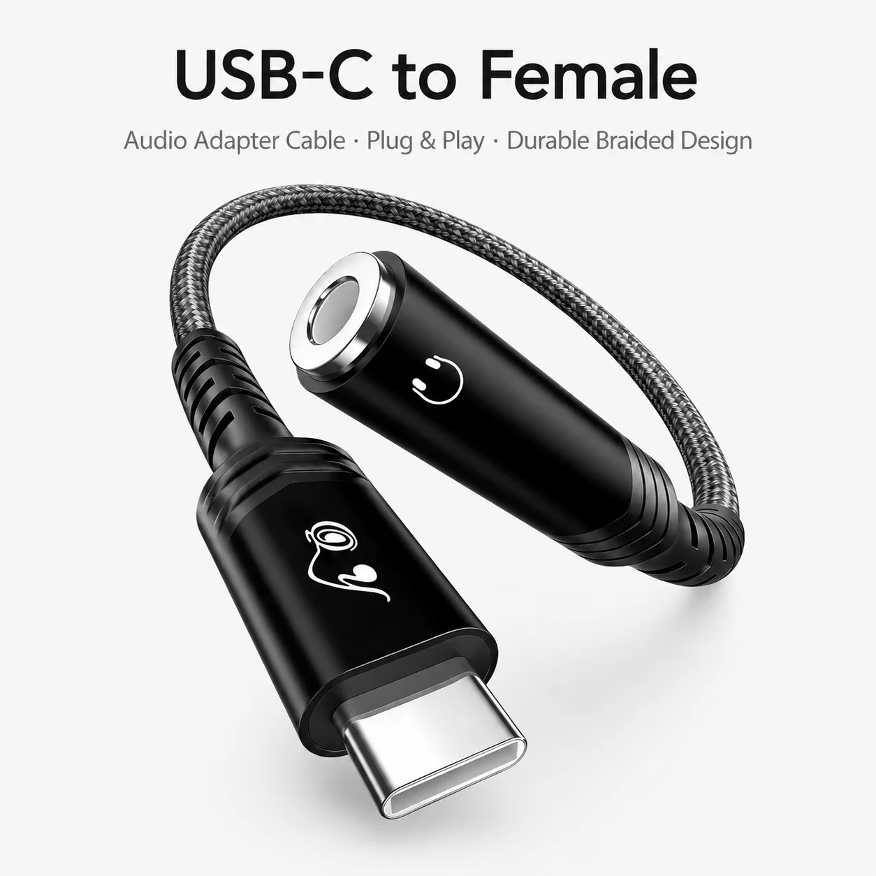Riksoin USB-Typ-C-auf-3,5-mm-Klinkenadapter, USB-C-auf-AUX-Audiokabel, Hi-Fi-Klangqualität, Stecker-auf-Buchse-Adapter