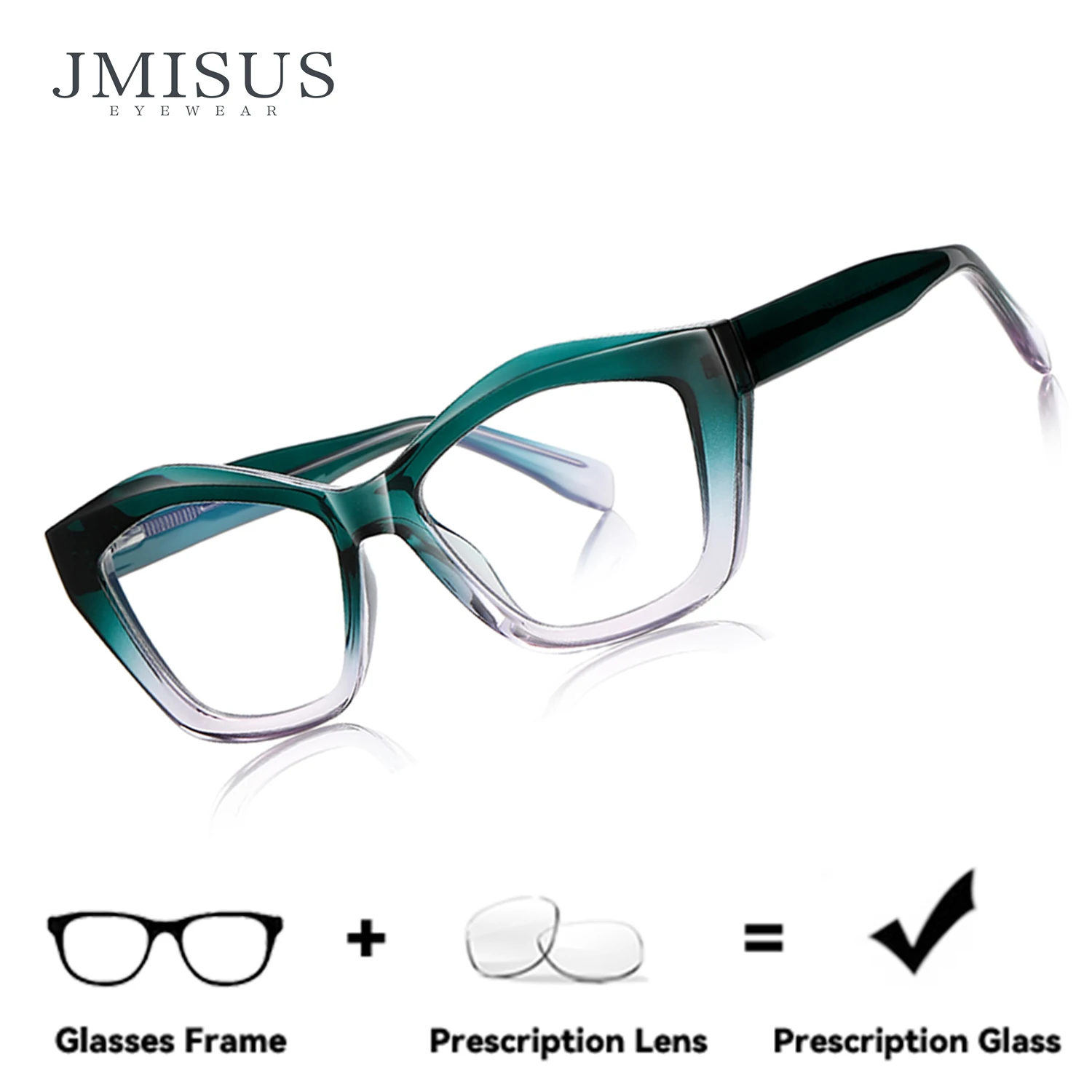 

JMISUS Italian Design Square Prescription Glasses For Women Handmade Acetate Geometric Frame Progressive Optical Eyeglasses