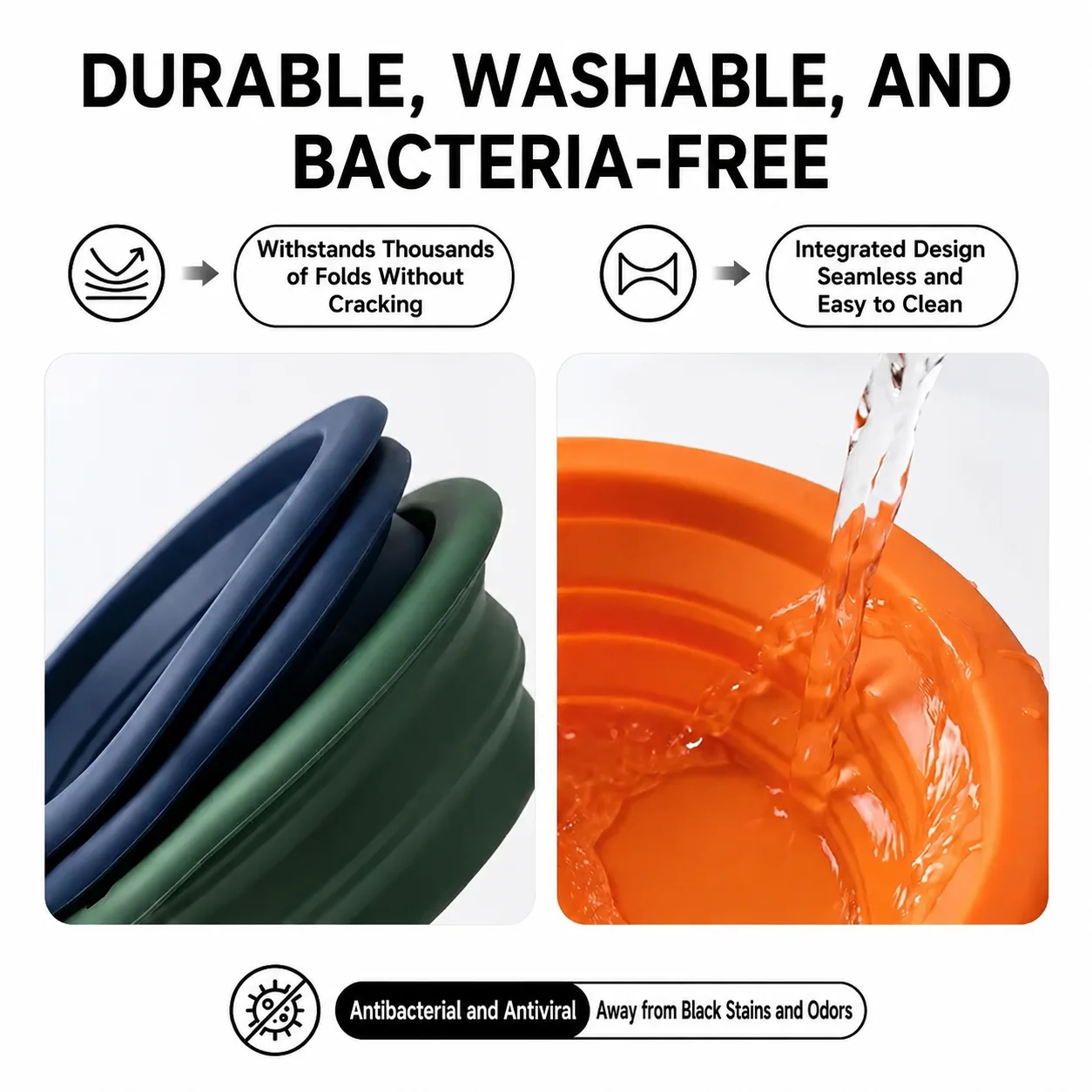 Zusammenklappbarer Silikon-Hundenapf Tragbarer Reise-Wassernapf für Haustiere Faltbare Welpen- und Katzennapf mit Karabiner 1cm Dünn für Outdoor-Camping – Detail 4