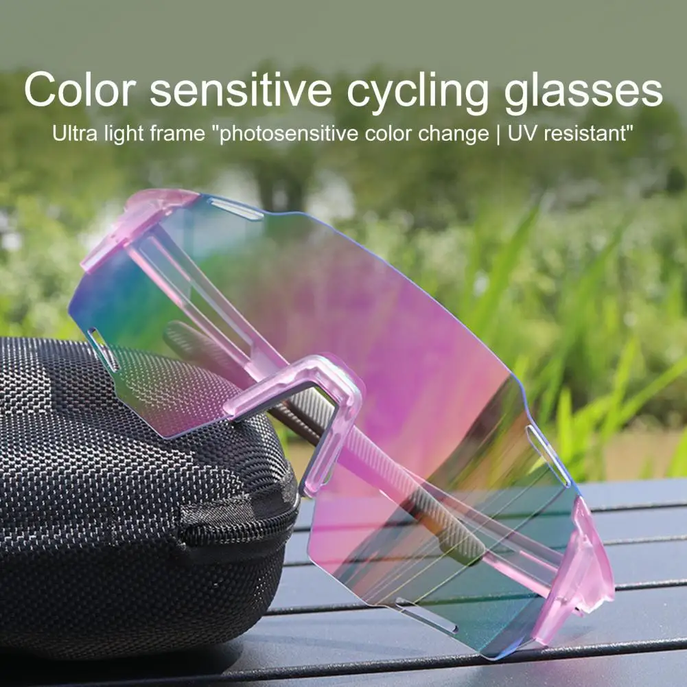 

Hd-compatible Sunglasses Color-changing Unisex Cycling Sunglasses Windproof Eyewear for View Uv Protection Outdoor Style