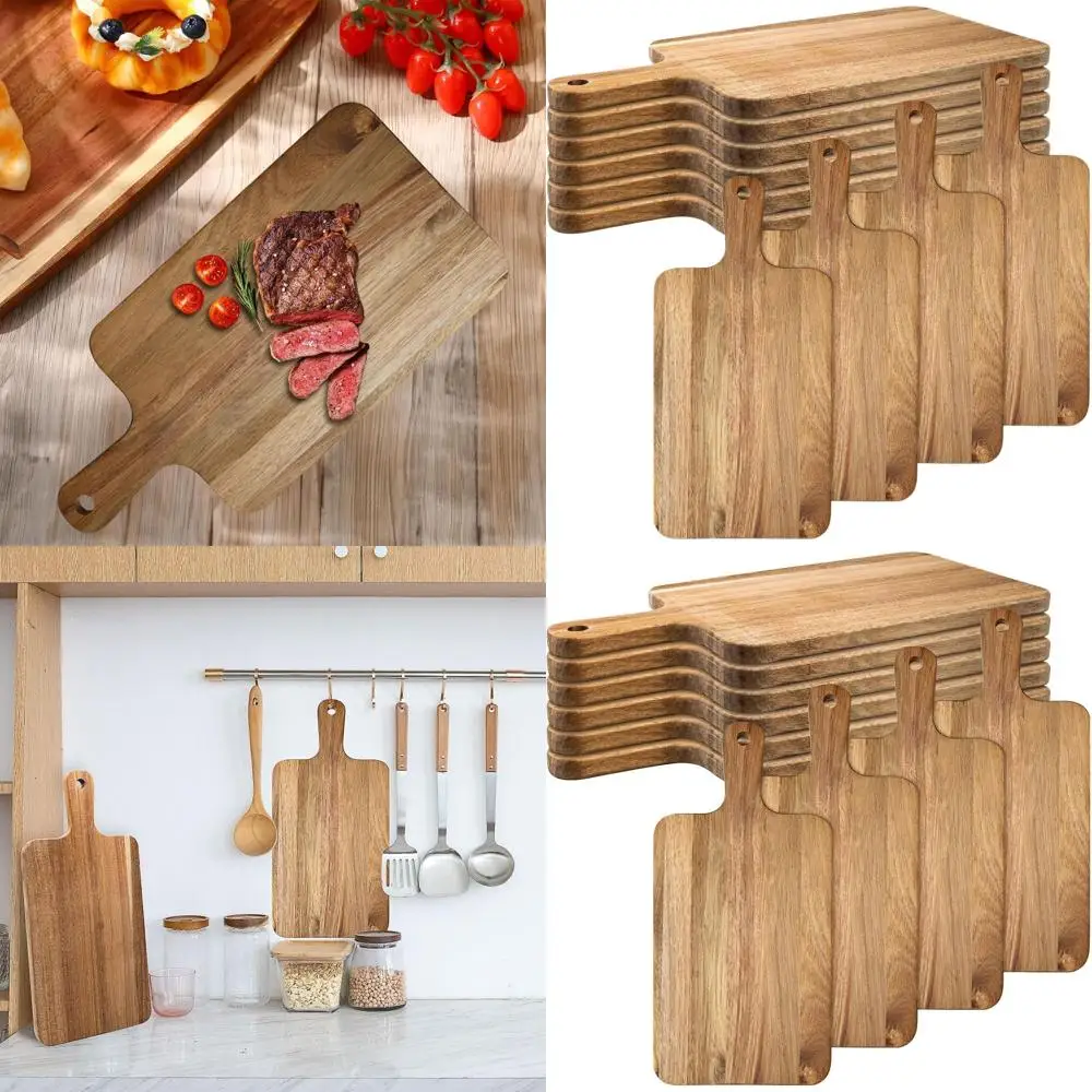 

Acacia Wood Cutting Boards with Handle, 10-Pack, 7.8x15.7in, Kitchen Chopping Boards for Meat, Bread, Fruit, Cheese, Serving & C