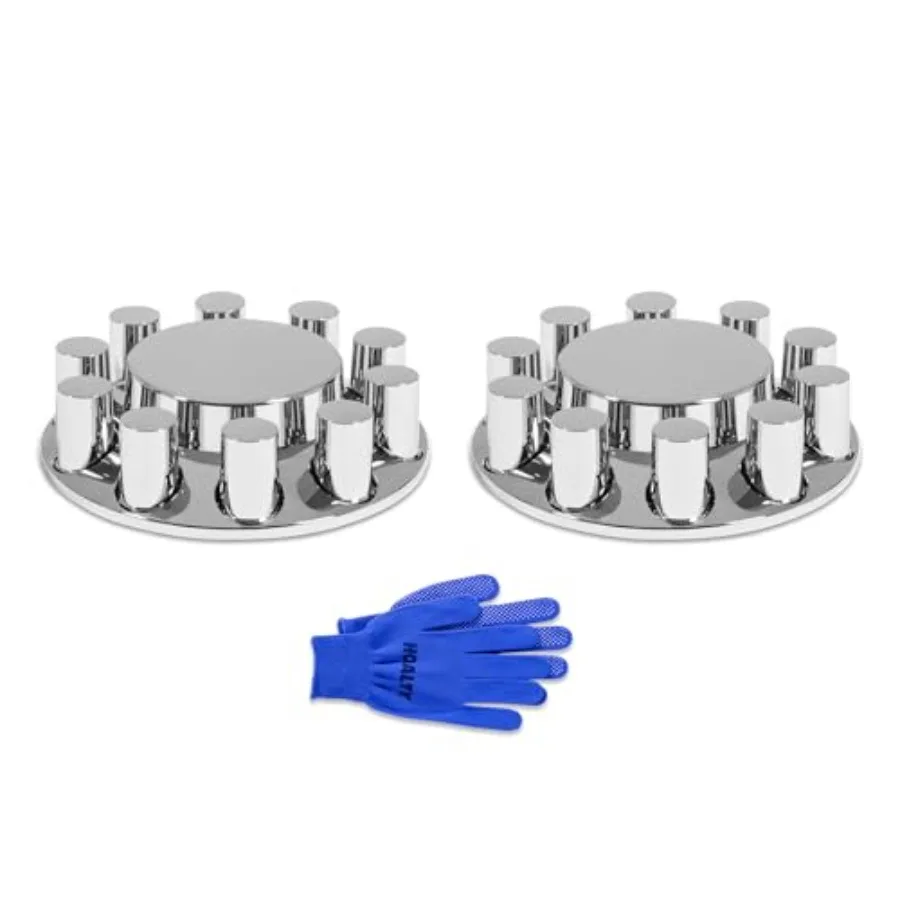

Axle Cover ABS Chrome Flat Top Kit with 33mm Thread-on Lug Nut Covers Removable Center Caps for Semi Trucks