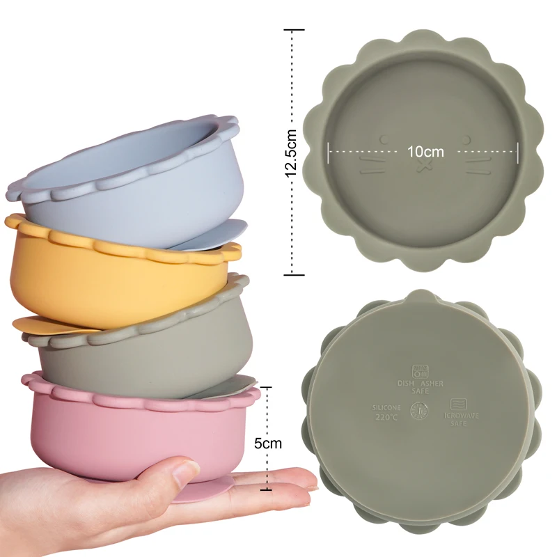 Mother Kids Baby Silicone Suction Bowls For Kids Waterproof Baby Feeding Dishes Plates Children\'s Tableware Dishes Kitchenware