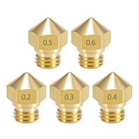 5 Pcs MK10 M7 Extruder Nozzle 3D Printer Nozzles 0.2/0.3/0.4/0.5/0.6/0.8/1.0mm Brass Extruder Print Head for 3D Printer