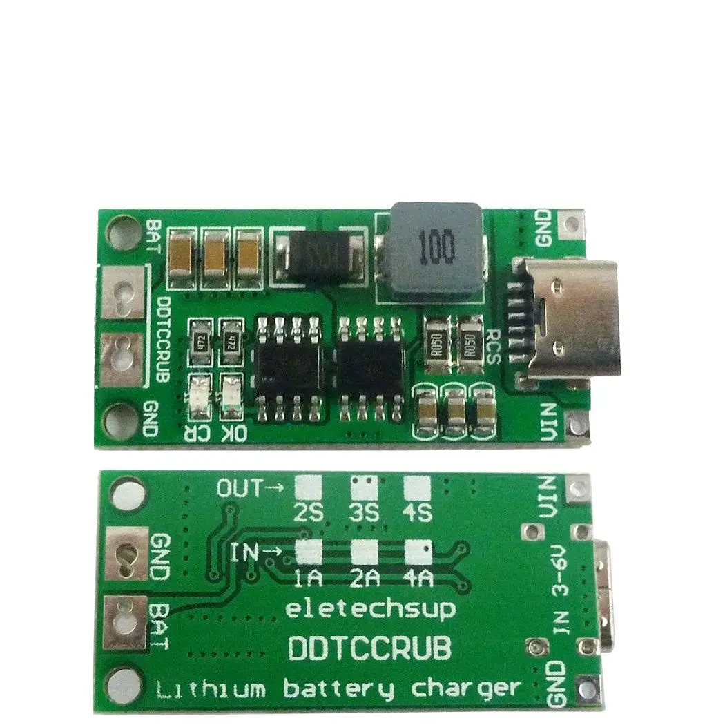 DDTCCRUB DC3-6V to 8.4V 12.6V 16.8V for 7.4V 11.1V 14.8V 18650 1-4A Multi-cell Type-c Step-up Boost Li-po Polymer Li-ion Charger