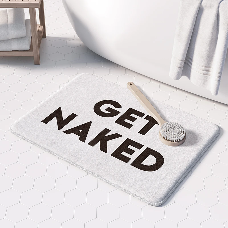 Gaslight Gatekeep Girlboss Get Naked in Black Funny Bath Mat Non Slip Absorbent Bathroom Rug Shower Carpet 60 x 40 cm