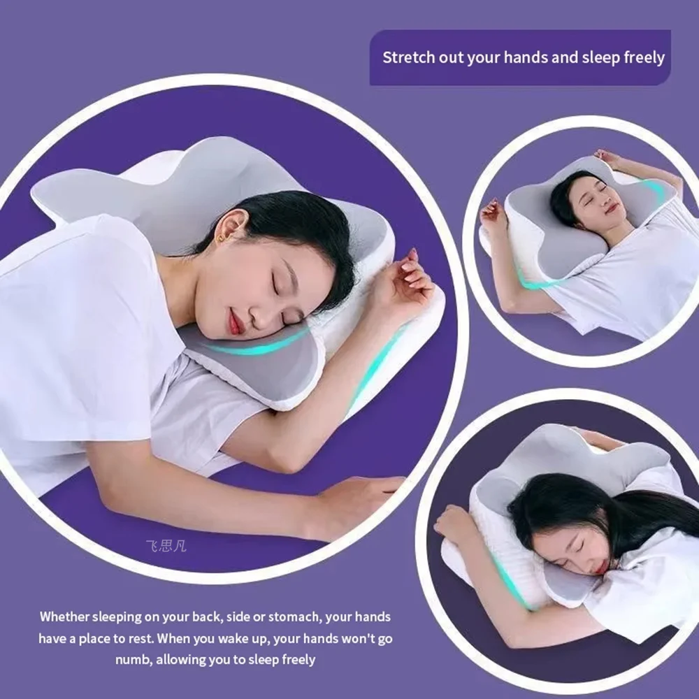 Summer Cooling Butterfly Memory Foam Pillow Slow Rebound Pillow Pressure Relief Sleeping Pillow for Neck Shoulder Home