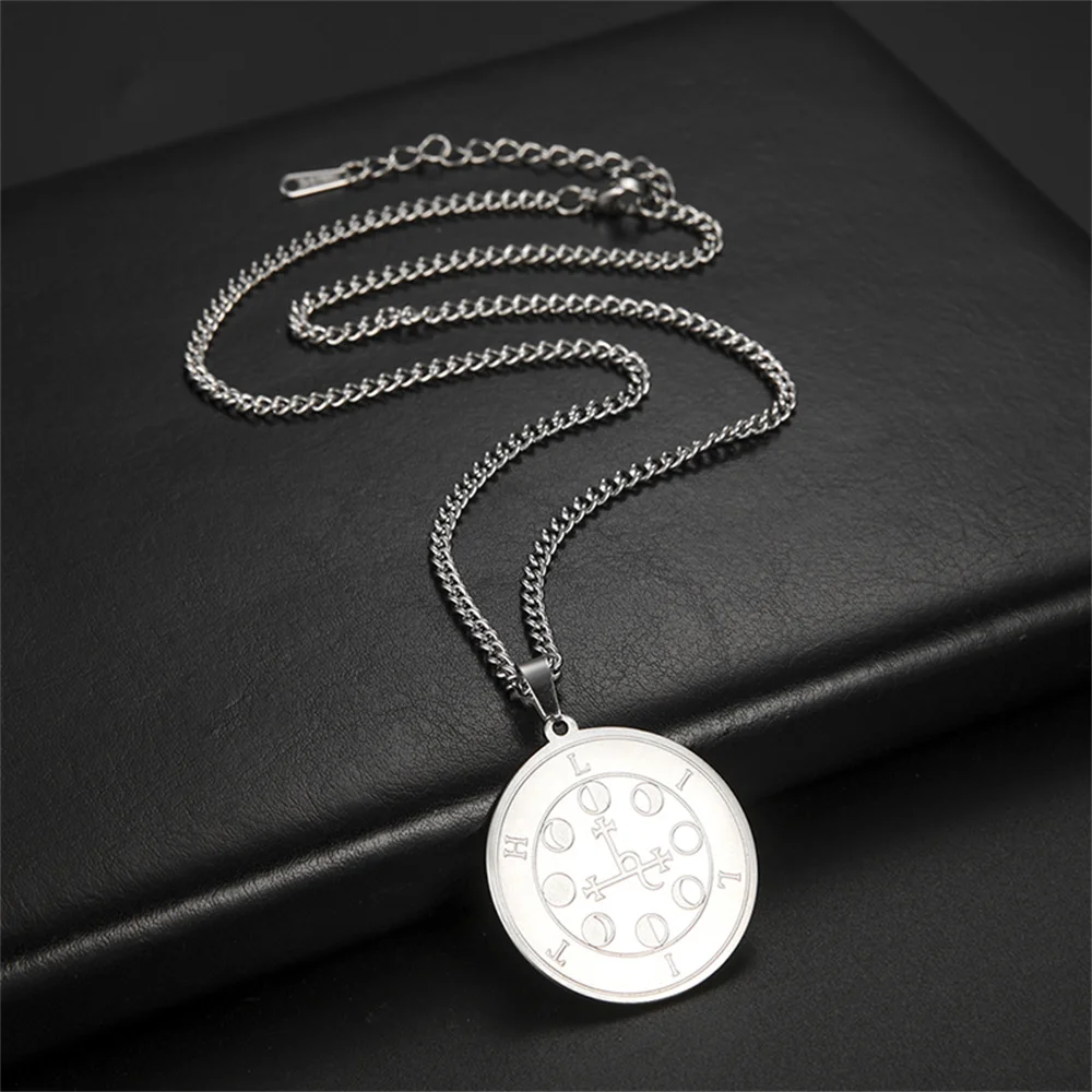 EUEAVAN Lilith Seal Kabbalah Amulet Men Necklace Night and Moon Demon Goddess Pendant Necklaces Solomon Magic Wicca Jewelry Gift