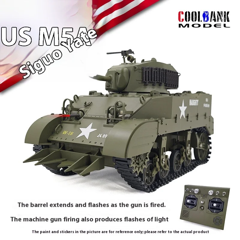 1:16 Rc Tank Usa Stuart M5a1 Light Tank Model 2.4g Military Vehicle Remote Control Crawler Car Battle Tanks Model Hobby Toys Rtr
