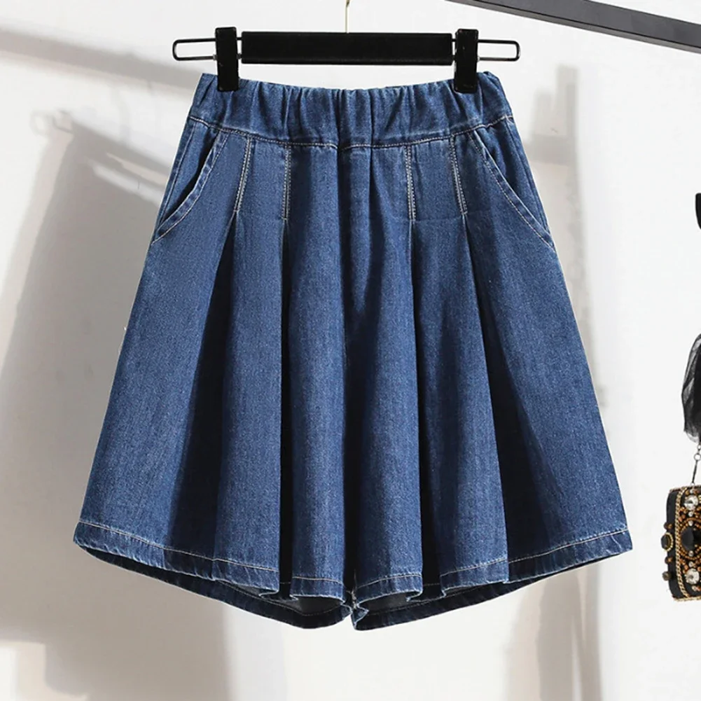 Diário casual wear roupas de férias calças de cintura alta feminino cor sólida shorts azul claro primavera verão outono