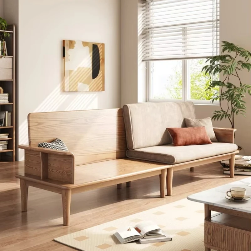 yjq Nordic all-solid wood sofa new Chinese living room straight row three people