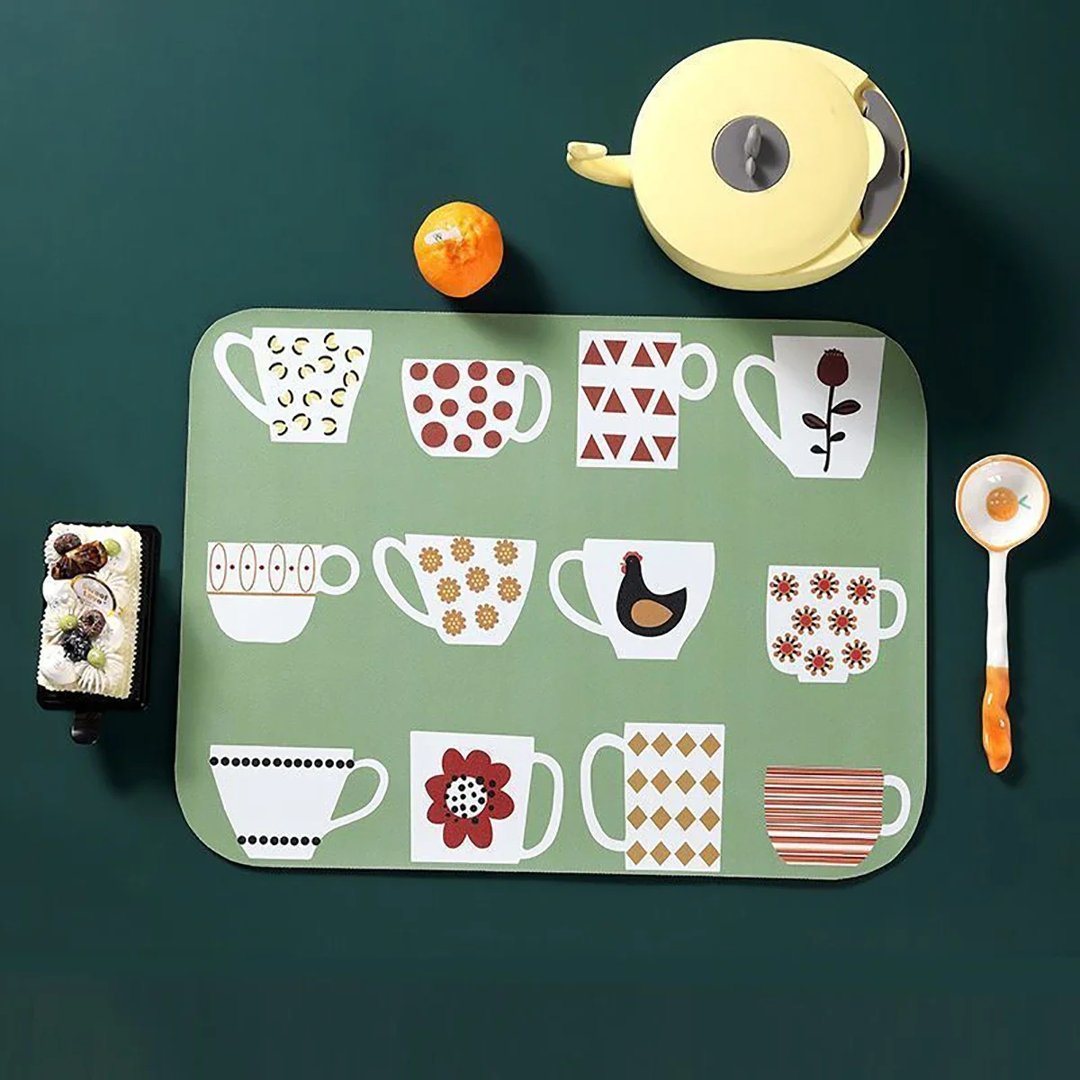 

2/4/6pcs PU Material Kitchen Sink Countertop Anti Slip Water Absorbent Pad Table Mats for Dining Coffee Machine Mat Coasters