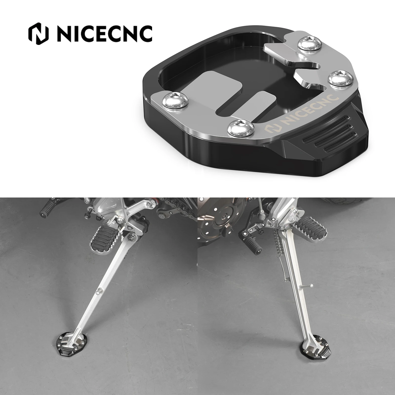 NICECNC Kickstand Side Stand Pad Extension for Yamaha Tenere 700 XTZ700 2019-2024 Rally Edition 2020-2024 World Raid 2022-2023