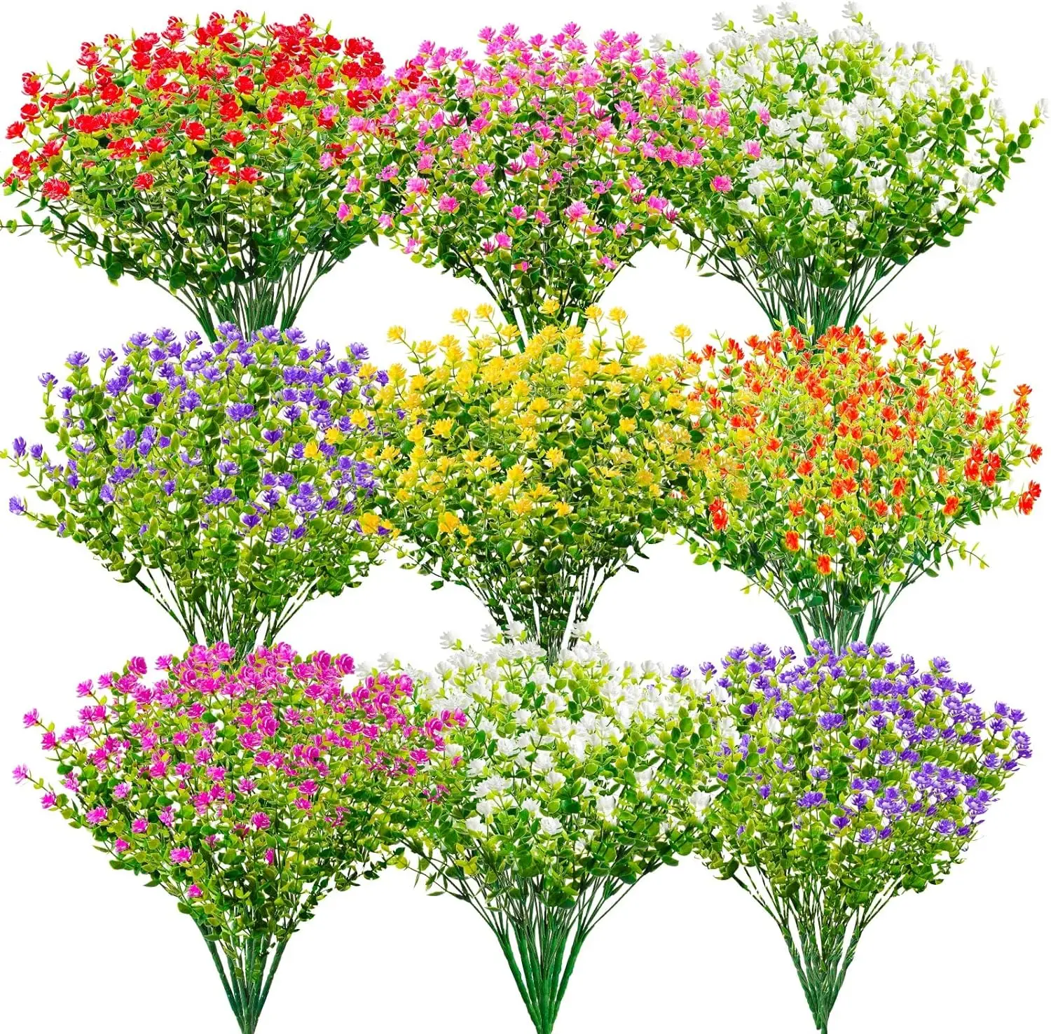 

Bundles Artificial Flowers Outdoor Fake Flowers UV Resistant Plants Faux Plastic Greenery Shrubs Plants for Hanging Garden