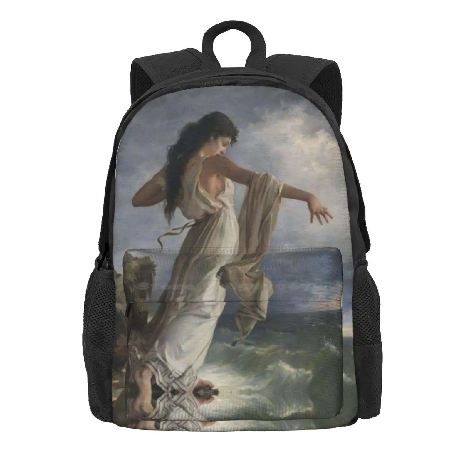 Death Of Sappho By Miguel Carbonell Selva Hot Sale Schoolbag Backpack Fashion Bags Renaissance Aesthetic Ethereal Love Blue