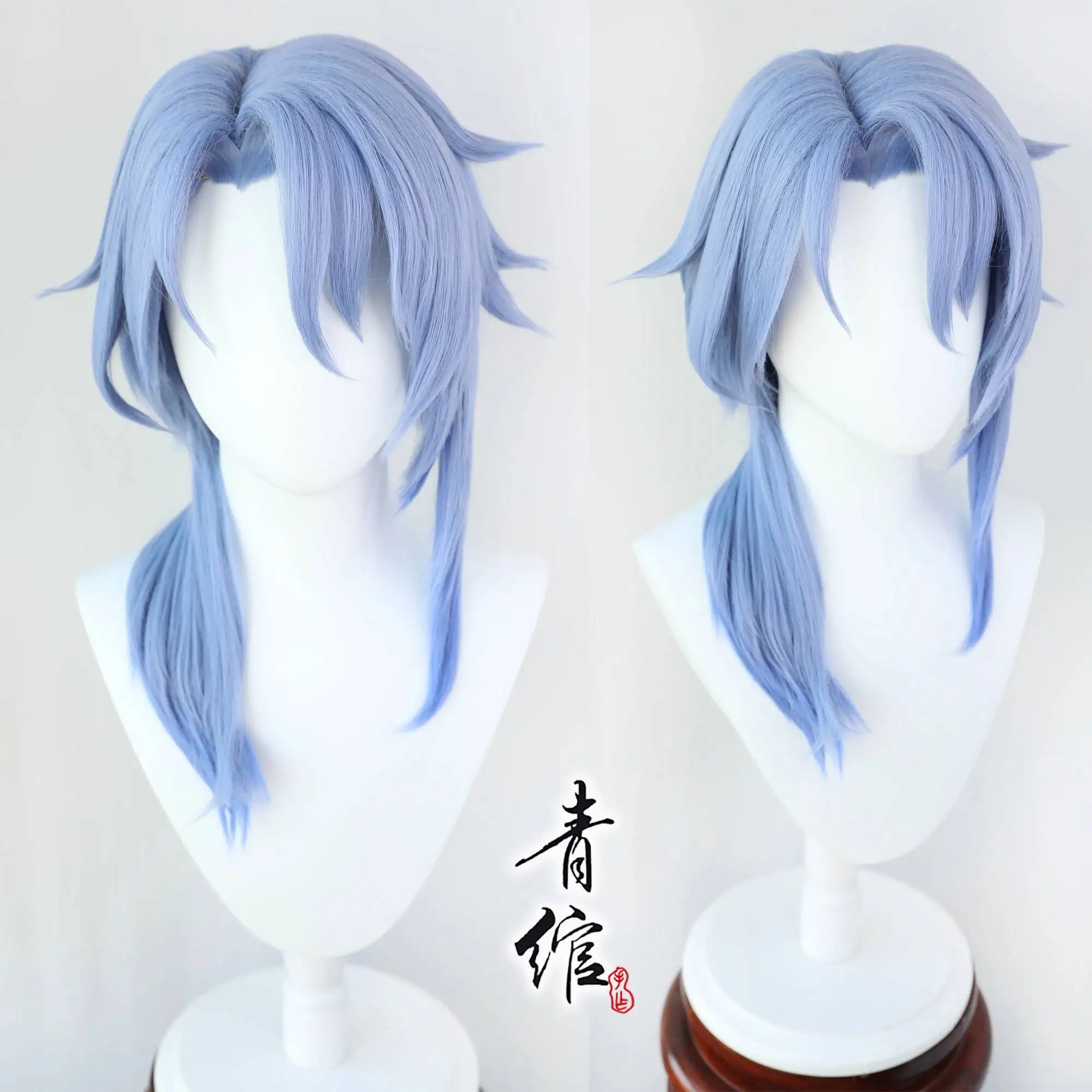 

Genshin Impact Cosplay Ban Ji Ye Shou Kamisato Ayato Cosplay Wig Partial Patch Corn Silk Shape Halloween Party Cosplay