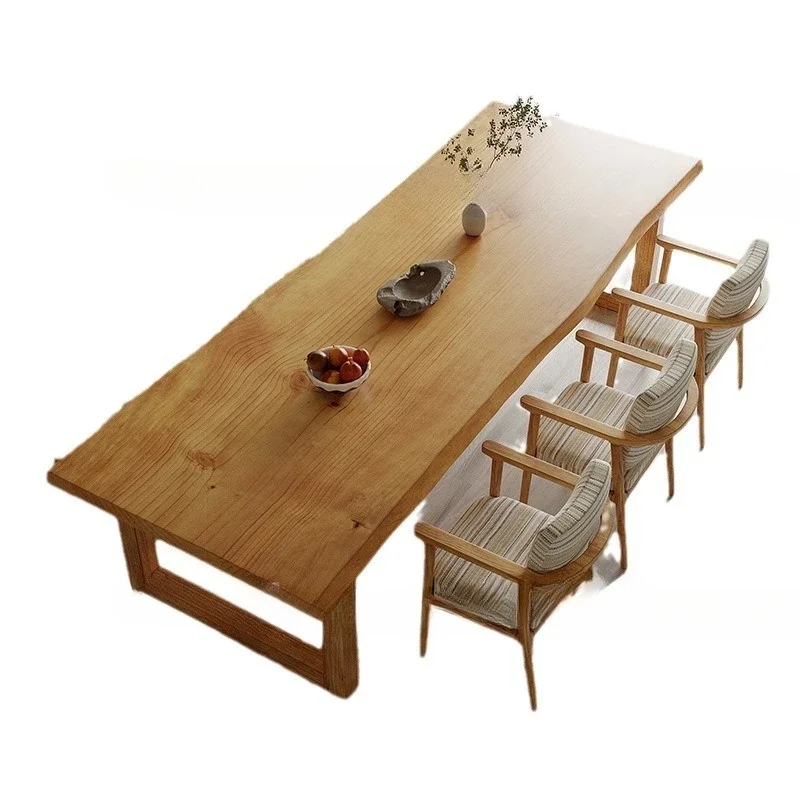 

Nordic solid wood dining table simple ash wood long log Japanese work furniture