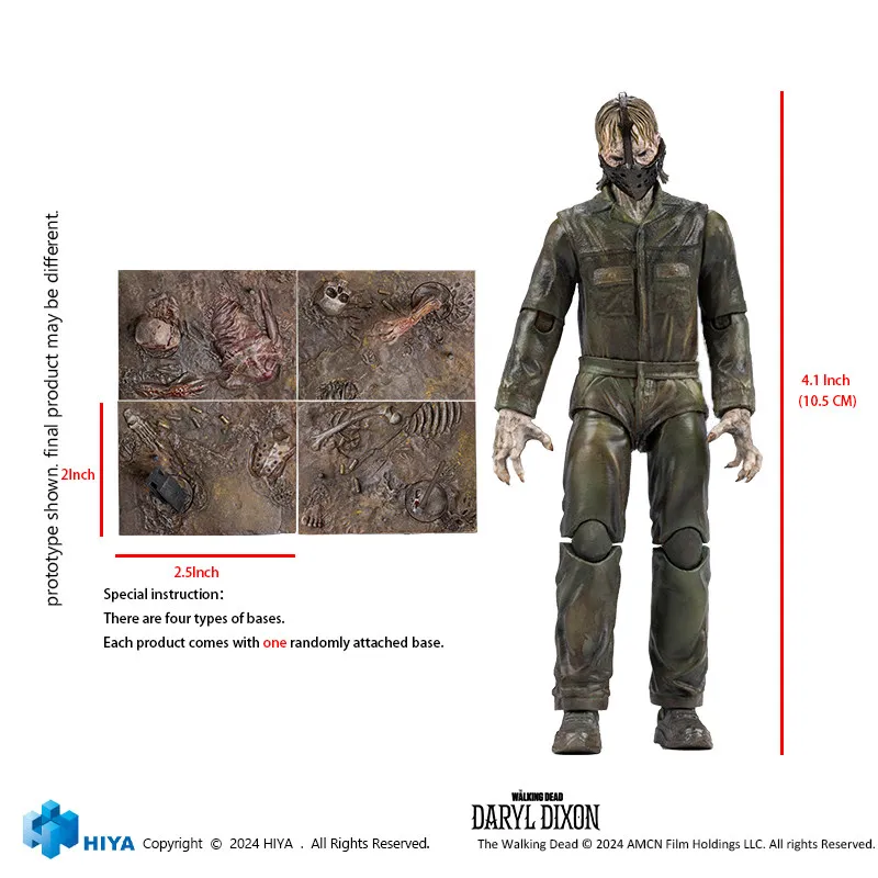 HIYA The Walking Dead Black Eyed Walker Daryl Dixon 105 Mm Articulated Action Figure For Adult Collection Desktop Decor