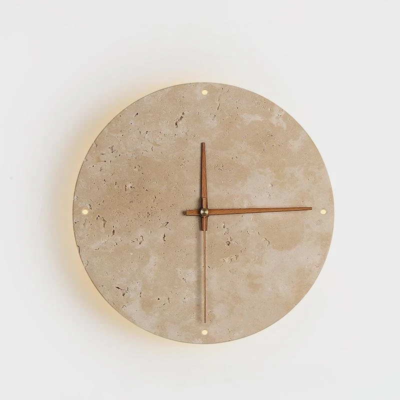 Creative clock living room wall lamp yellow travertine bedroom background wall stairs