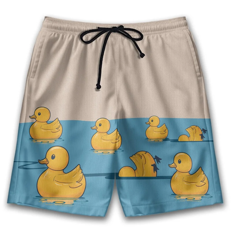 Cartoon Duck Graphic Beach Shorts Men Kids Street Hawaiian Shorts Loose Swimming Trunks Summer 3d Printing Animal Board Shorts