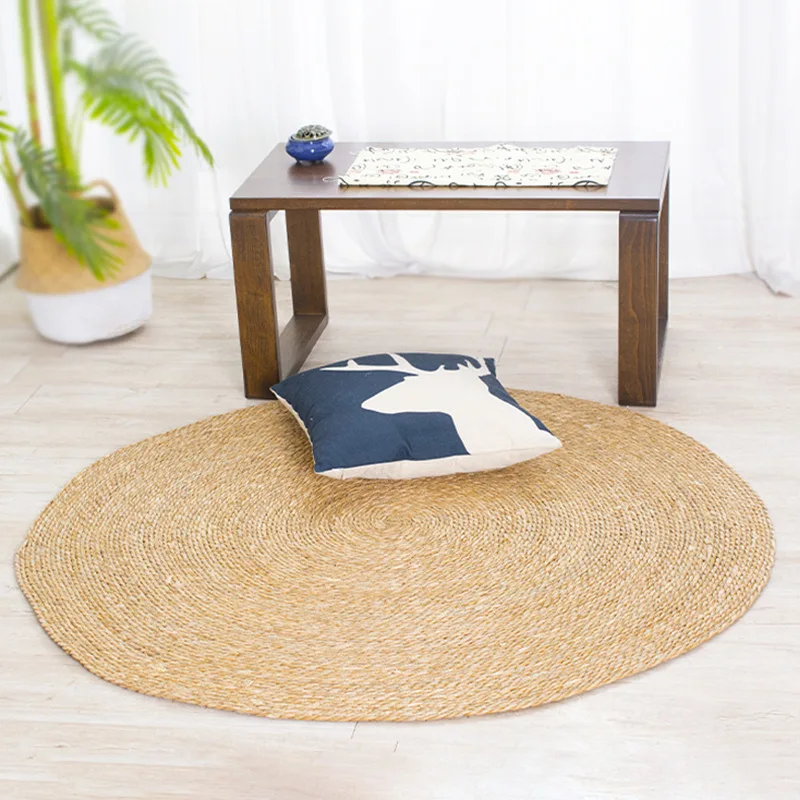 

Water Grass Woven Floor Mat Circular Carpet Nordic Minimalist Living Room Decoration Area Rug