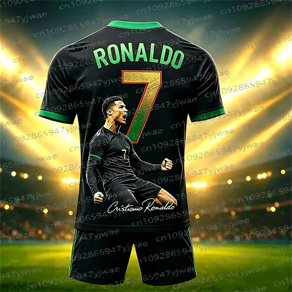 26/27 Special Edition Ronaldo Fans Football Jersey Tee Shorts Set Women Men Sportwear Summer Casual Kids Tshirt Set 2 Piece Set