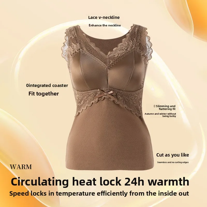 المرأة المخملية الصوف سترة دافئة الخريف الشتاء الدانتيل سلس سميكة حزام ثابت وسادة الصدر أسفل سترة دافئة الملابس الداخلية