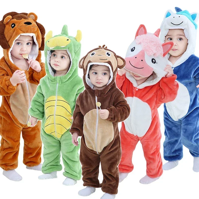 New Inflant Romper Girls Boys Baby Clothing Newborn Toddler Jumpsuit Long Sleeve Kigurumi Animal Panda Lion Costumes Baby Onesie