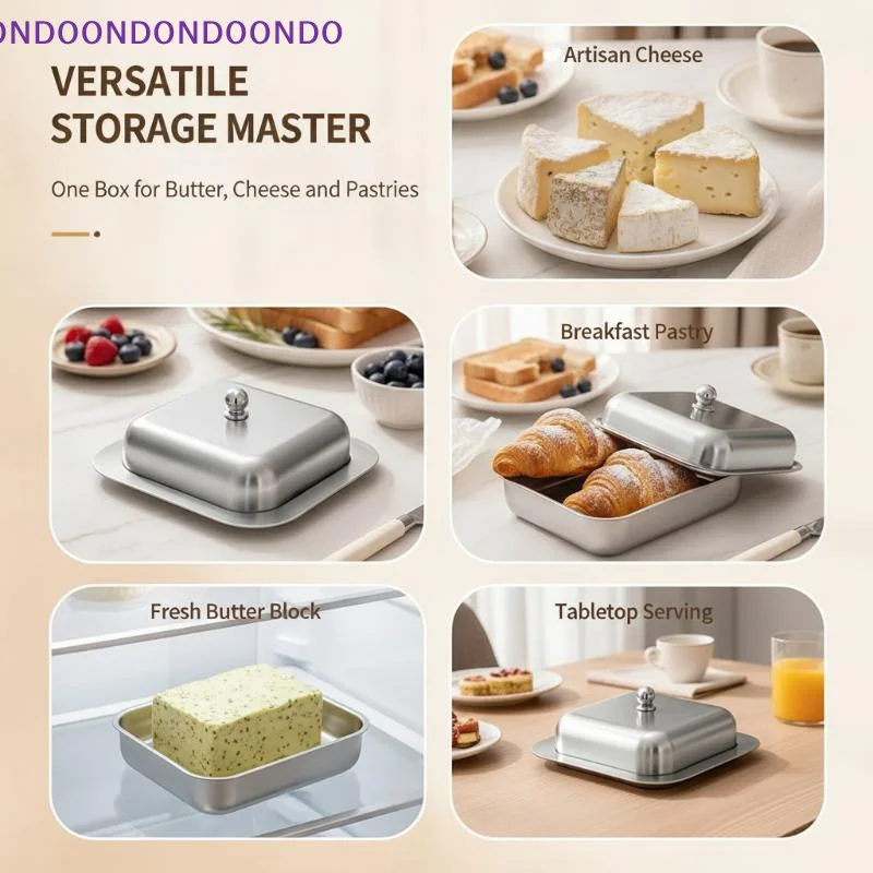 Stainless Steel Butter Box With Sealed Lid And Rust Resistant Surface For Home Kitchen Baking Pastry Storage Countertop Use