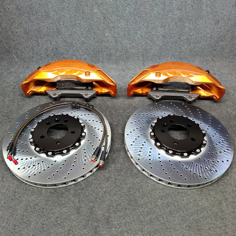 Modified Big Brake Kit 10 Pot Gold Calipers with 420*40mm drilled and slotted Rotor for 2010 BMW F02