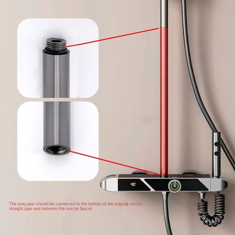 

Удлинительная трубка для душа 40 см, серый металлик, круглая, из нержавеющей стали, с кронштейном, увеличенной высоты, аксессуары для ванной комнаты