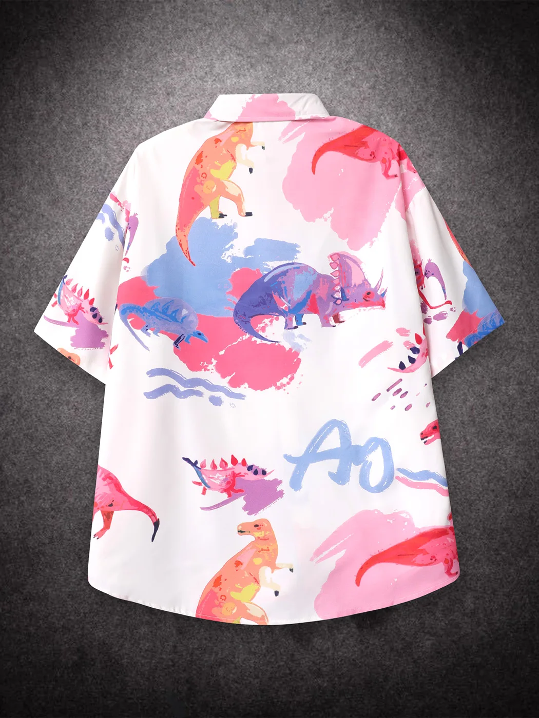 Sycpman Oversized Men Short Sleeve Shirts Printed Women Summer Hawaii Dinosaur Beach Hawaiian Shirt