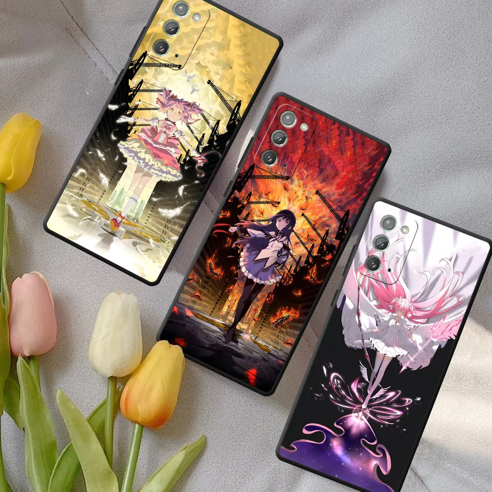Phone Case For Samsung Note 20 Ultra 5G 10 Plus 9 Black TPU Cover M12 J6 Plus J7 J8 2018 M22 M02 Coque Puella Magi Madoka Magica