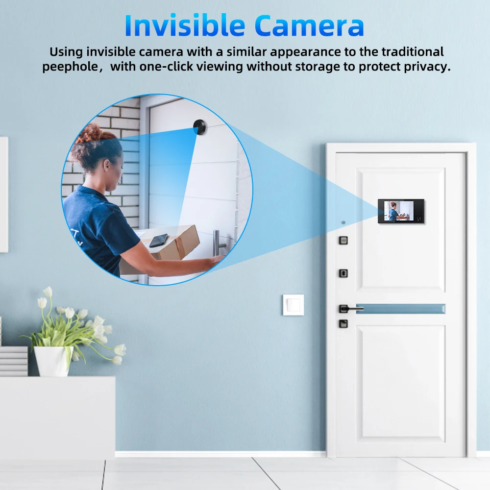 Campainha Peephole, Câmera, Visualizador Digital de Porta, Olho de Gato, Casa Inteligente, Monitor Exterior, LCD 120 °, 3,5"