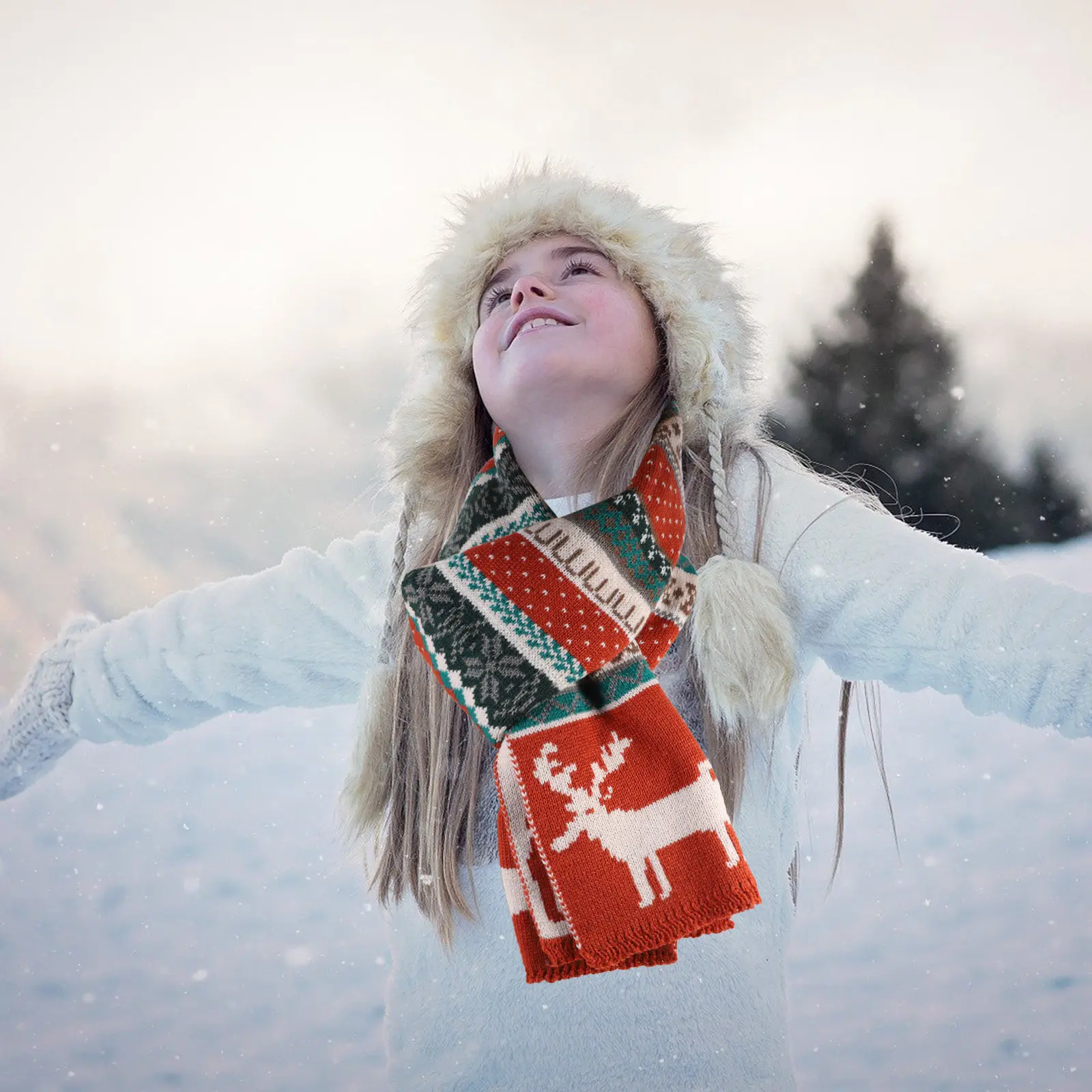 

Xmas Deer Scarf Winter Neck Head Wrap Soft Warm Exquisite Workmanship Elegant Gift Christmas Scarf Shawl Xmas Shawl